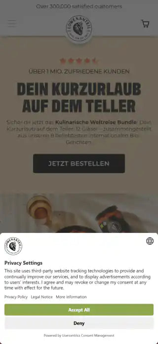 Löwenanteil Shopify Project | Vivek Codes homepage mobile Shopify storefront capture