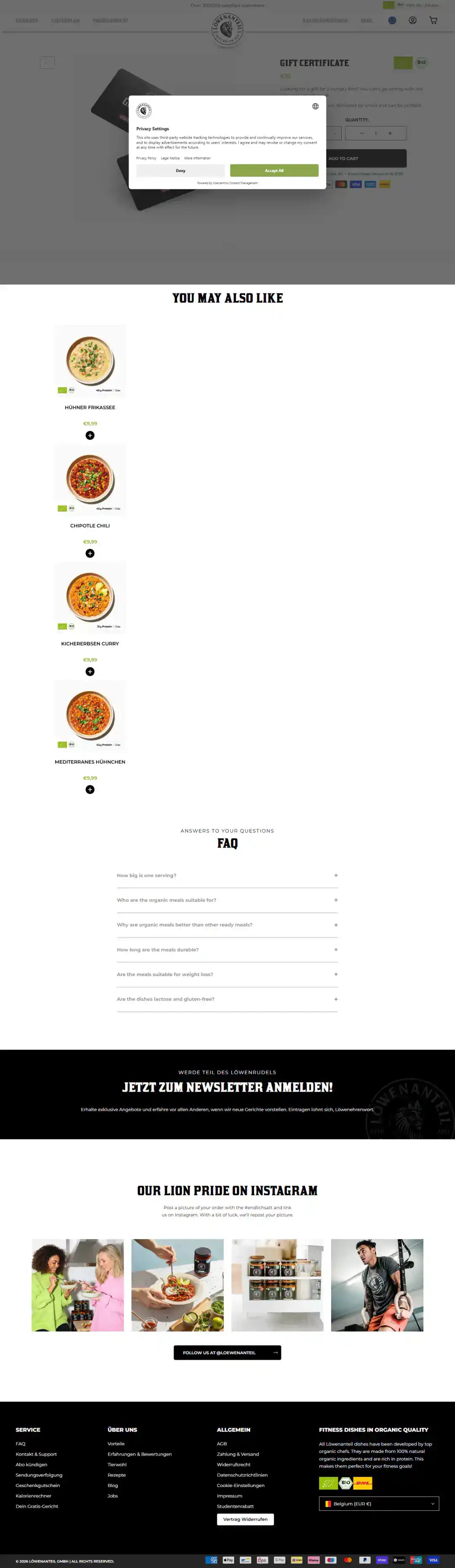 Löwenanteil Shopify Project | Vivek Codes product page desktop Shopify storefront capture