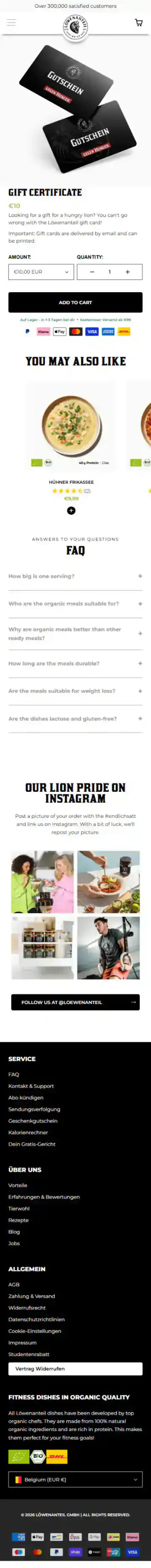 Löwenanteil Shopify Project | Vivek Codes product page mobile Shopify storefront capture