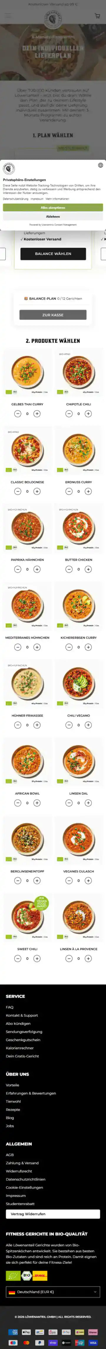 Löwenanteil Shopify Project | Vivek Codes subscription page mobile Shopify storefront capture