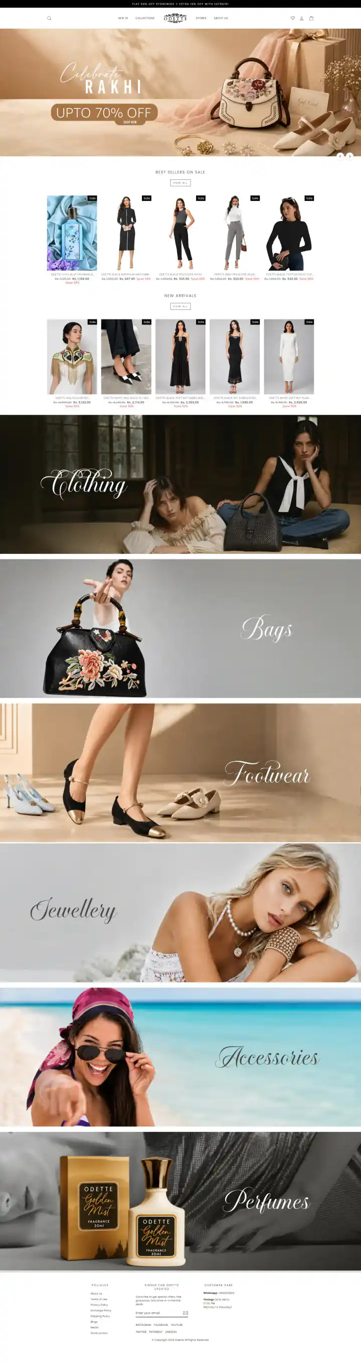 Odette Shopify Project | Vivek Codes homepage desktop Shopify storefront capture