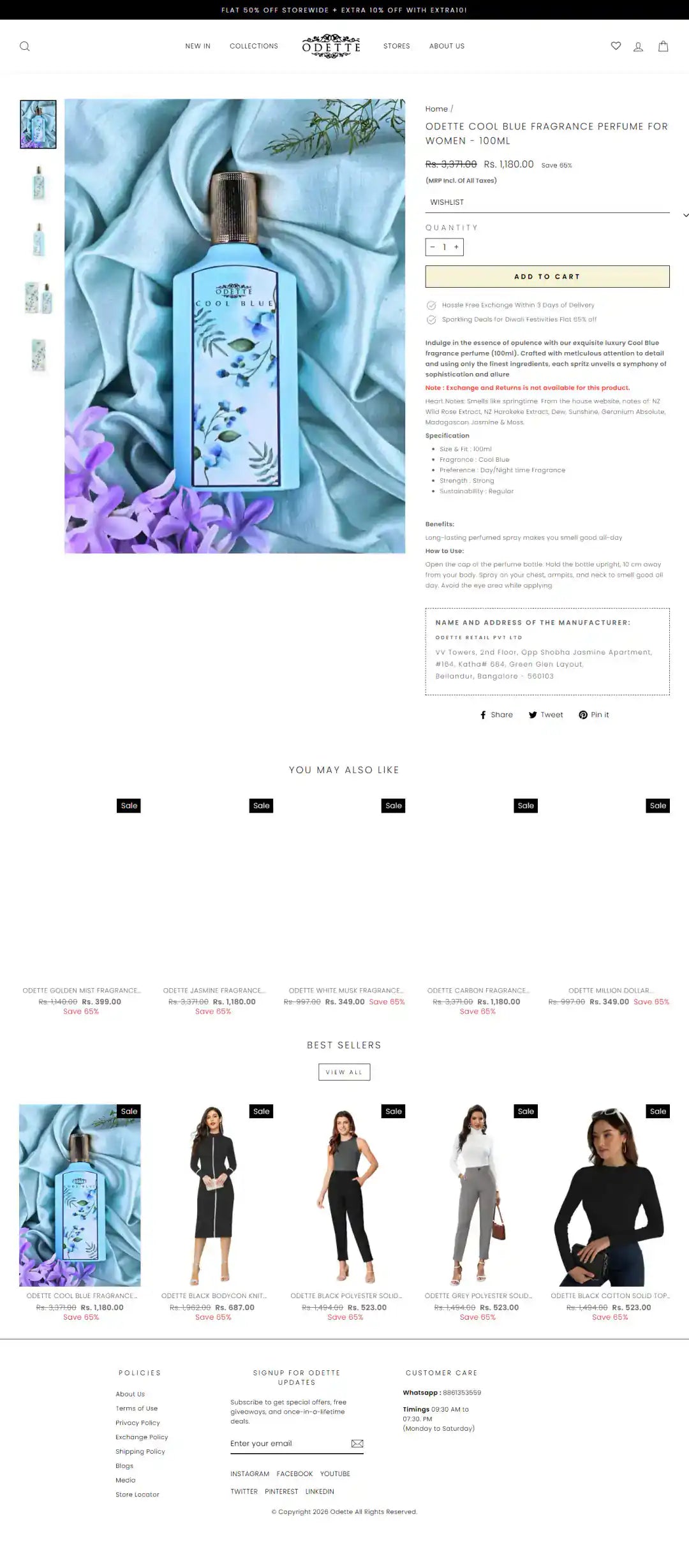 Odette Shopify Project | Vivek Codes product page desktop Shopify storefront capture