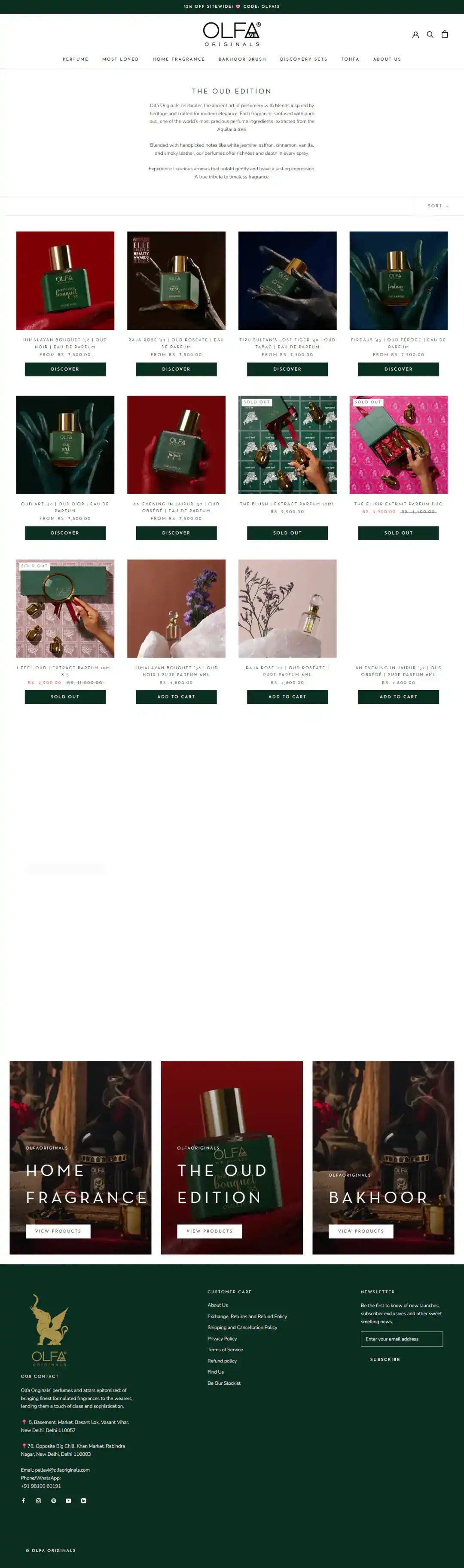 OLFA Originals collection page storefront screenshot