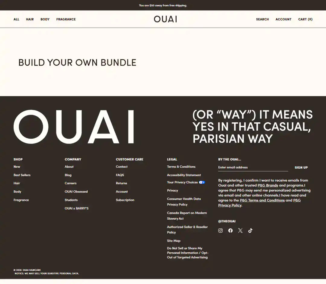 OUAI Shopify Project | Vivek Codes bundle builder desktop Shopify storefront capture