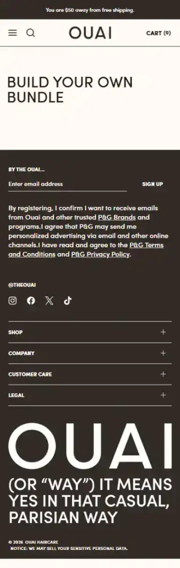 OUAI Shopify Project | Vivek Codes bundle builder mobile Shopify storefront capture