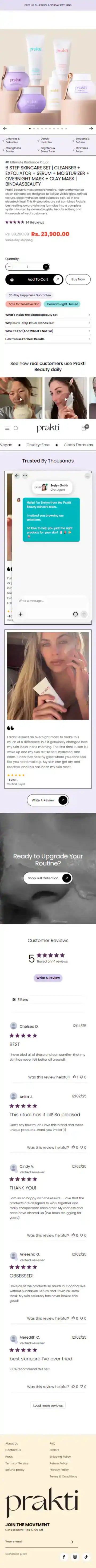 Prakti Beauty Shopify Project | Vivek Codes product page mobile Shopify storefront capture