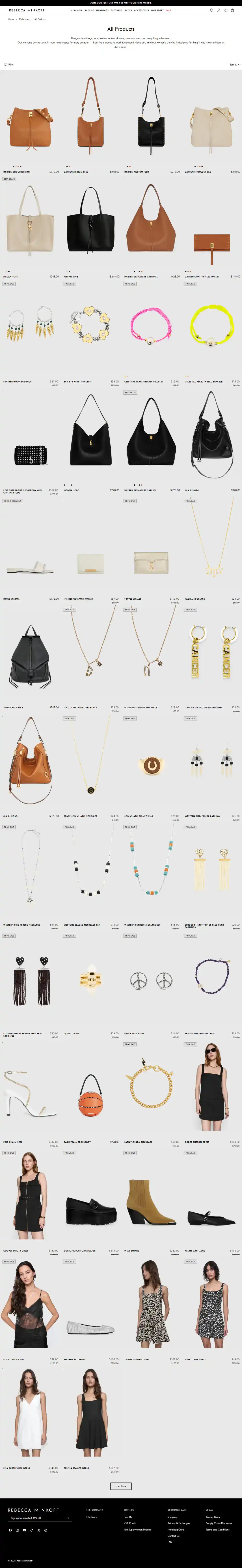 Rebecca Minkoff collection page storefront screenshot