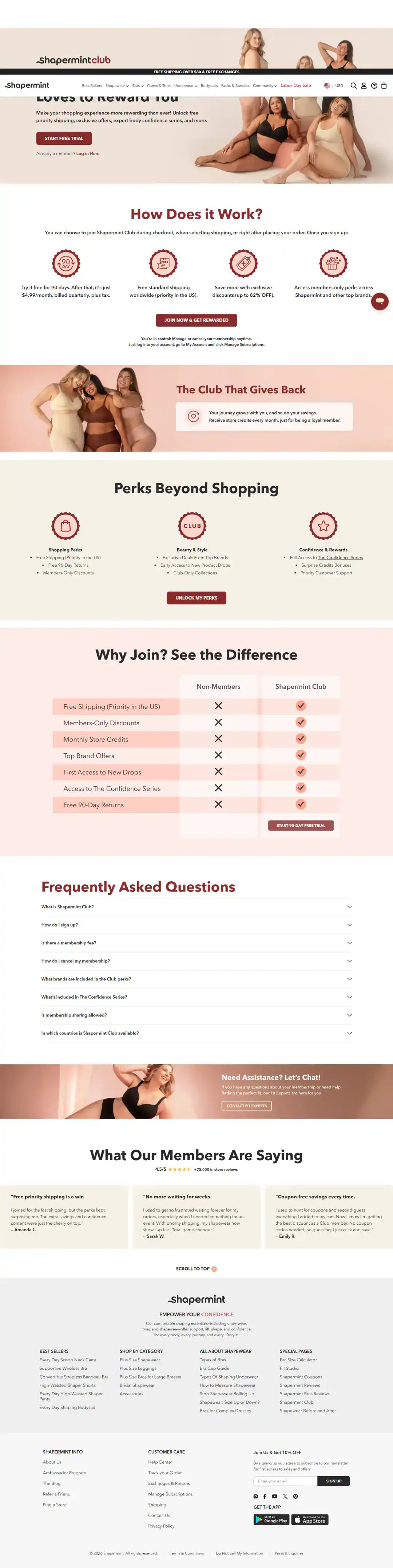 Shapermint subscription page page storefront screenshot