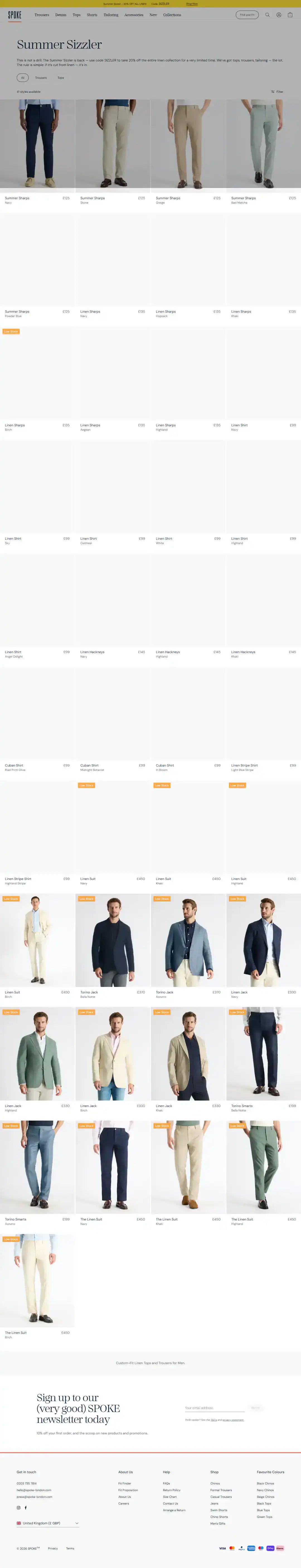 SPOKE London collection page storefront screenshot