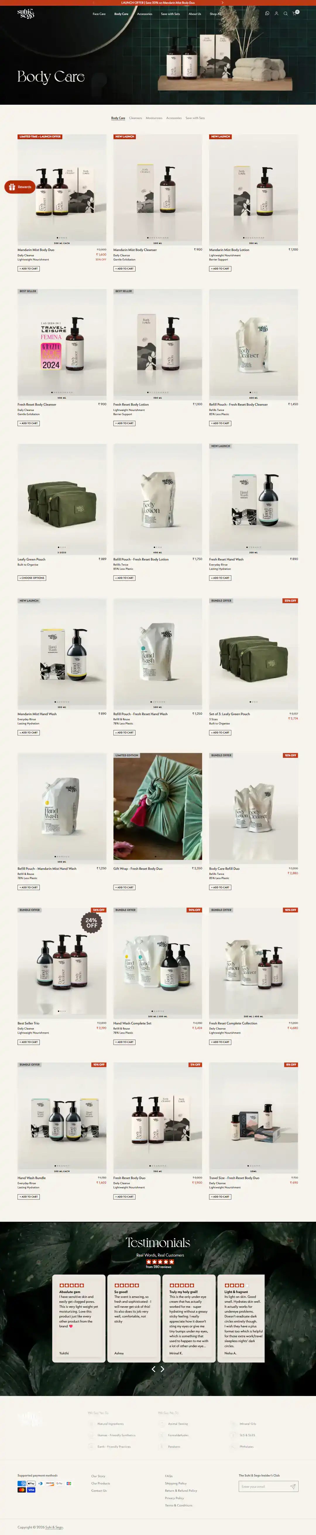 Suhi & Sego collection page storefront screenshot