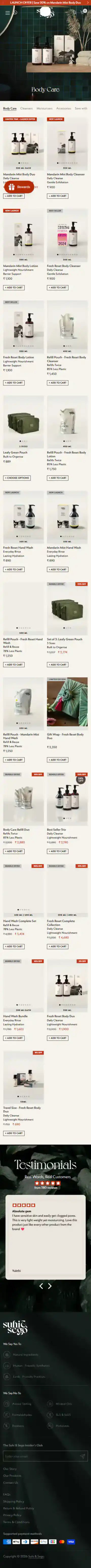 Suhi & Sego Shopify Project | Vivek Codes collection page mobile Shopify storefront capture