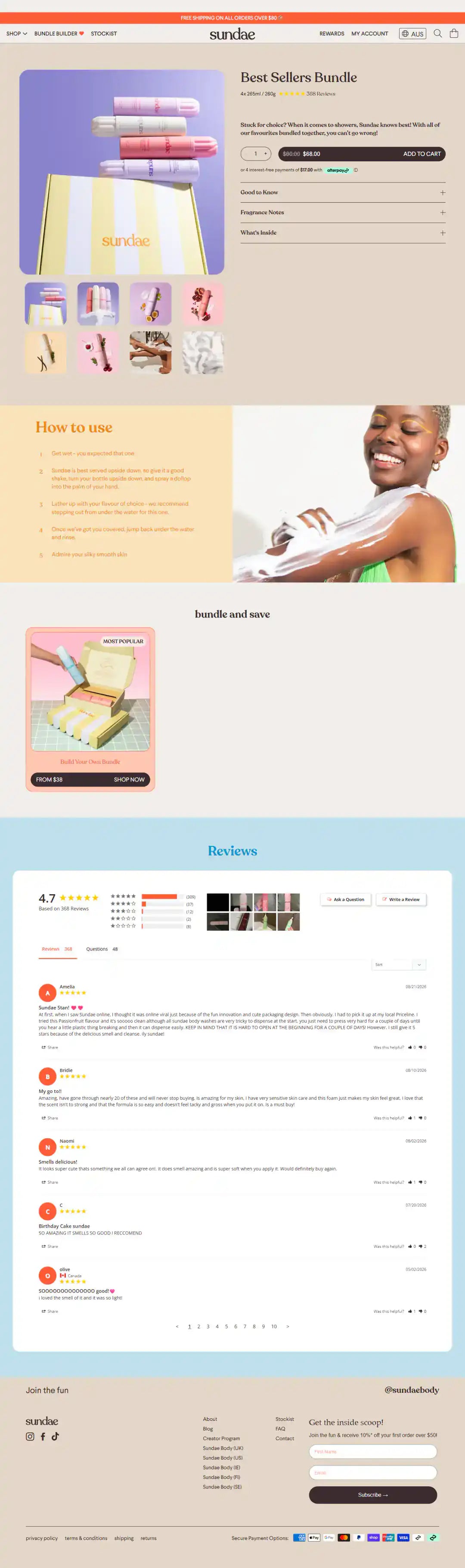 Sundae Body Shopify Project | Vivek Codes bundle page desktop Shopify storefront capture