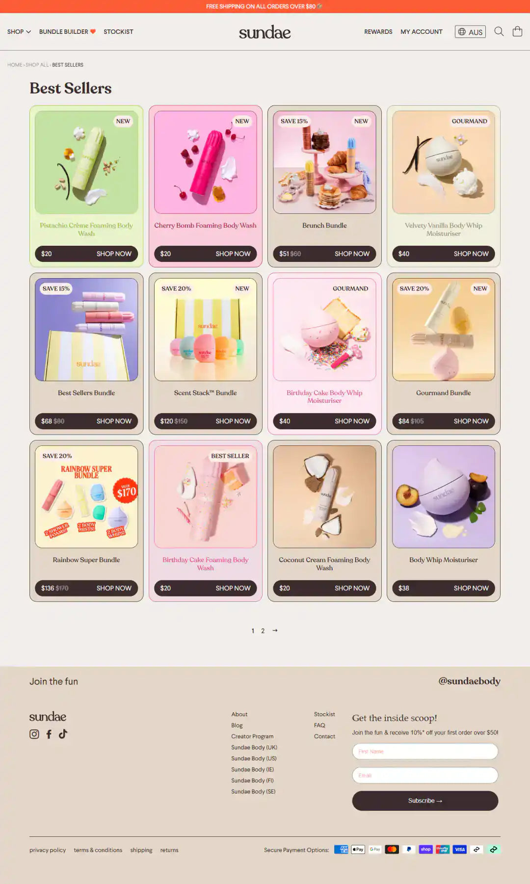 Sundae Body Shopify Project | Vivek Codes collection page desktop Shopify storefront capture