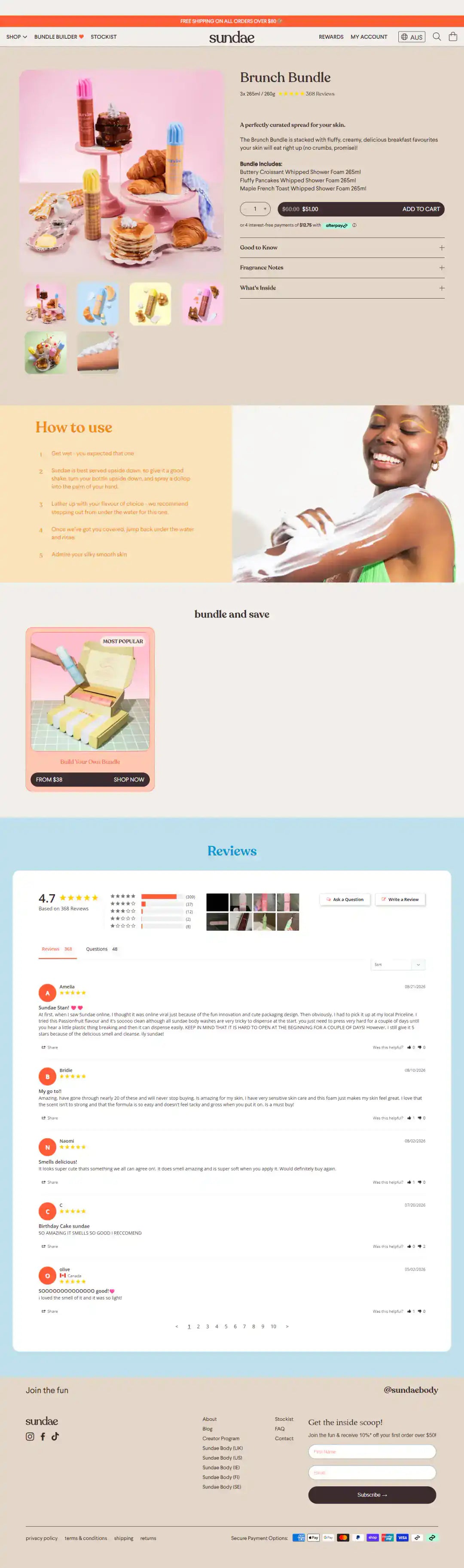Sundae Body Shopify Project | Vivek Codes product page desktop Shopify storefront capture