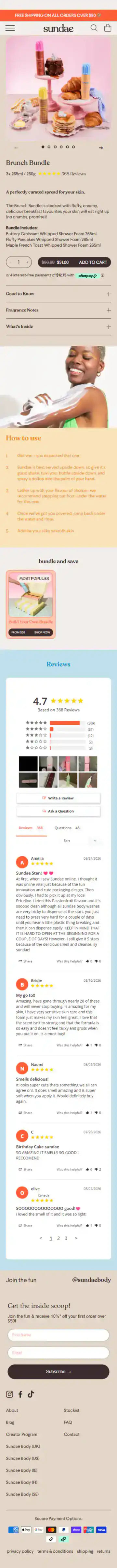 Sundae Body Shopify Project | Vivek Codes product page mobile Shopify storefront capture