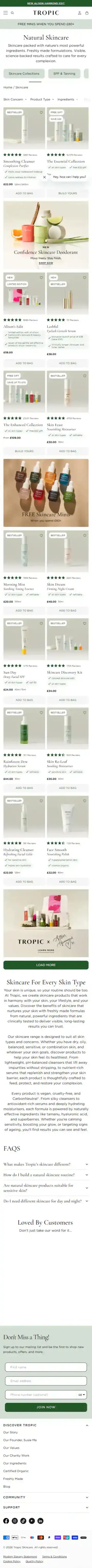 Tropic Skincare Shopify Project | Vivek Codes collection page mobile Shopify storefront capture
