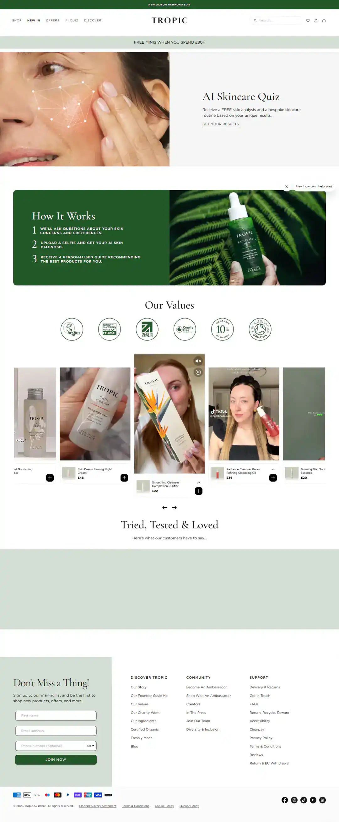 Tropic Skincare Shopify Project | Vivek Codes product finder desktop Shopify storefront capture