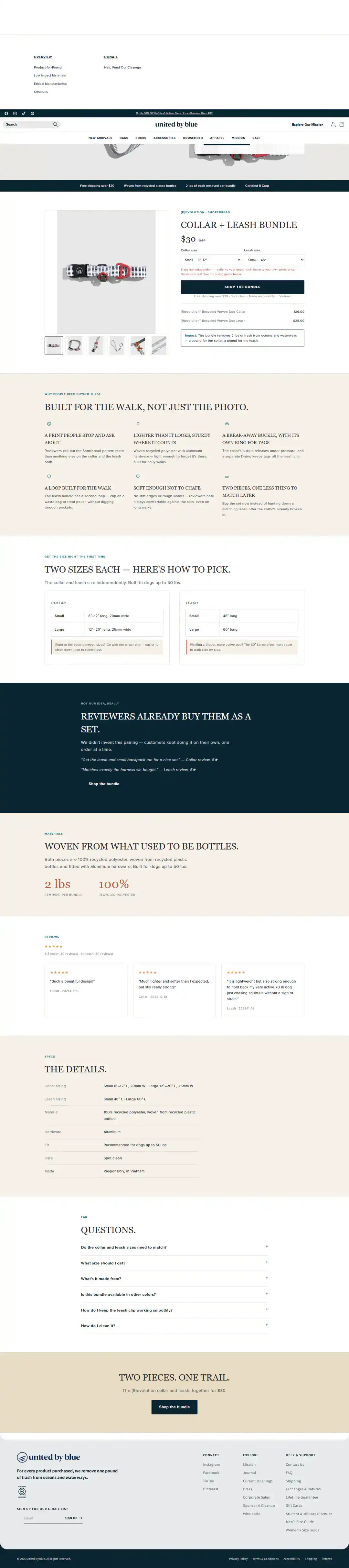 United By Blue Shopify Project | Vivek Codes bundle page desktop Shopify storefront capture