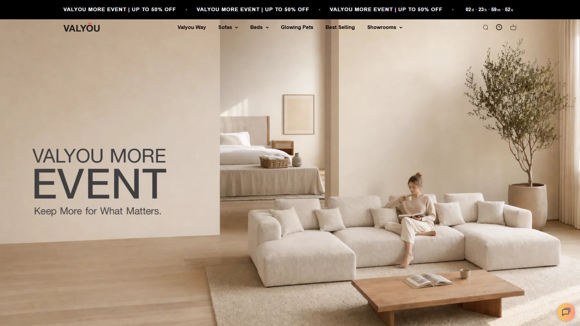 Valyou Furniture homepage storefront screenshot
